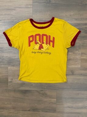 Disney Yellow & Red Winnie the Pooh Graphic Ringer Tee